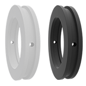 White Teflon lantern Ring and Black - bearing material lantern ring.